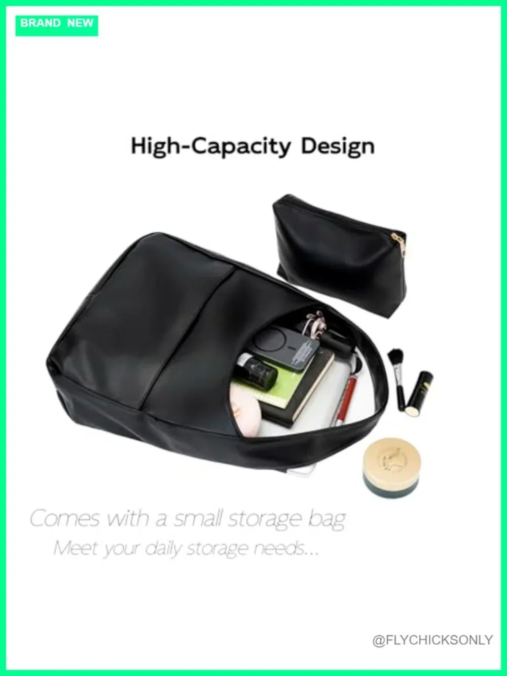 Women's Faux Leather Quilted Hobo Tote Shoulder Work Handbag 2-Piece Set